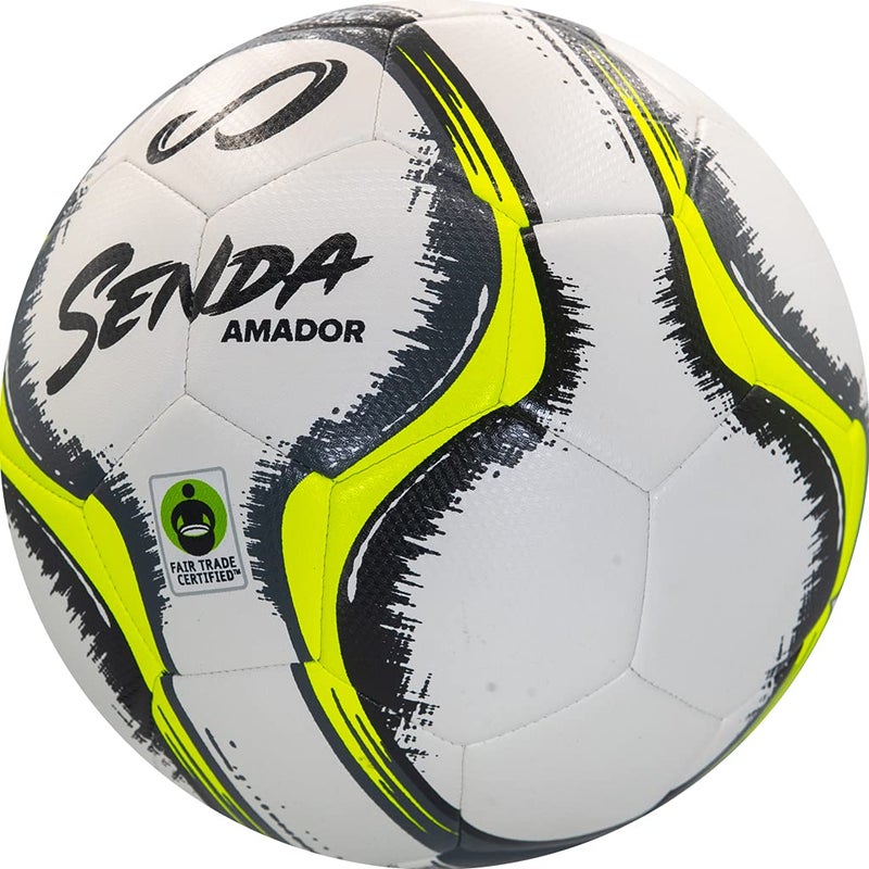 SENDA Amador Training Soccer Ball, Fair Trade Certified, White/Yellow, Size 5 (Ages 13 & Up) - Image 5